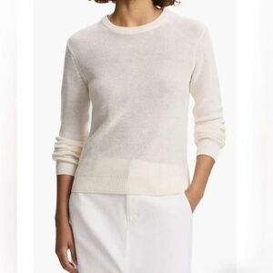 Theory Neo Sag Harbor Elbow Patch Linen Blend Pullover Sweater Size P